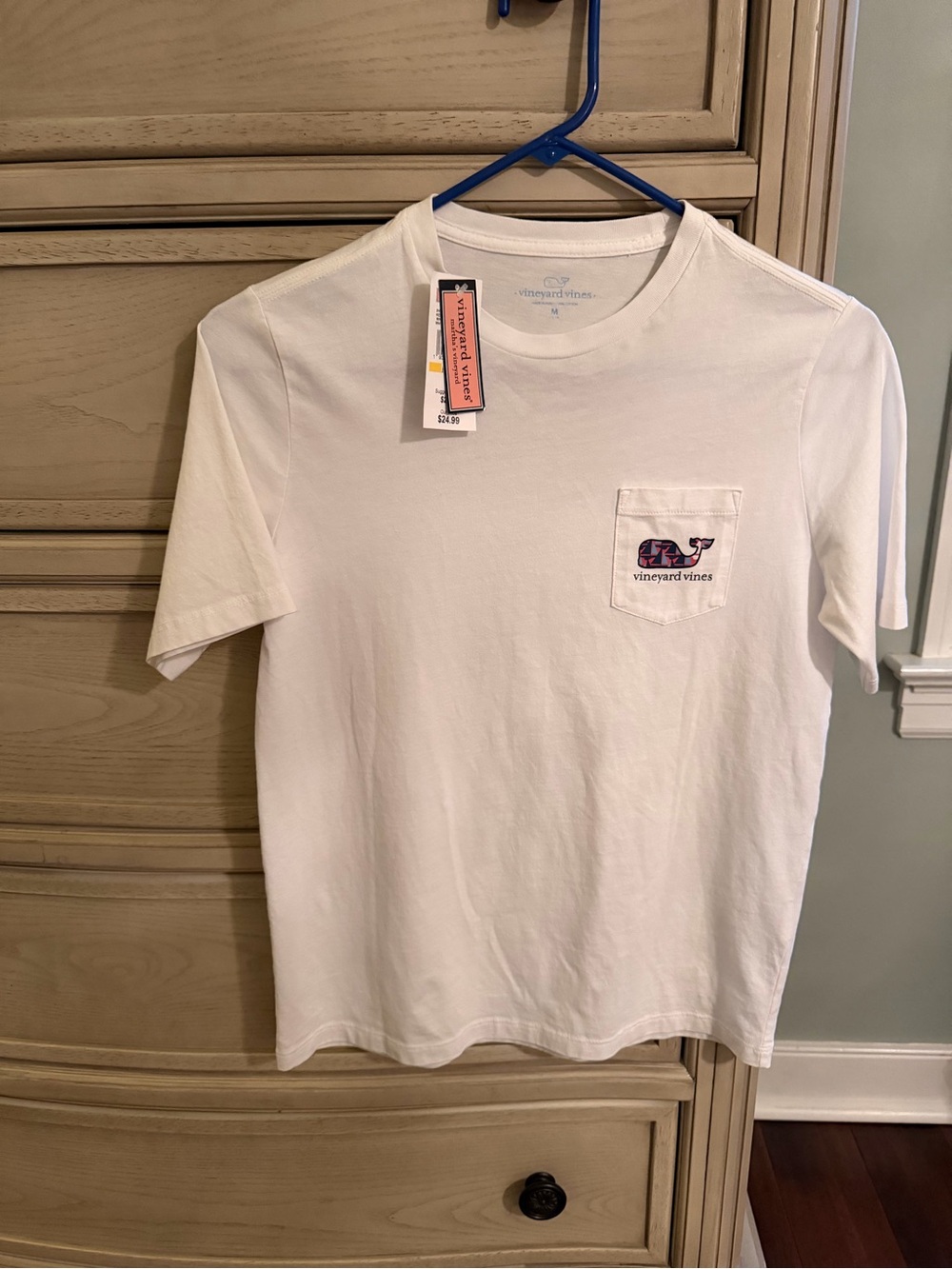 Vineyard Vines White Short-Sleeve Pocket Tee with Whale Logo